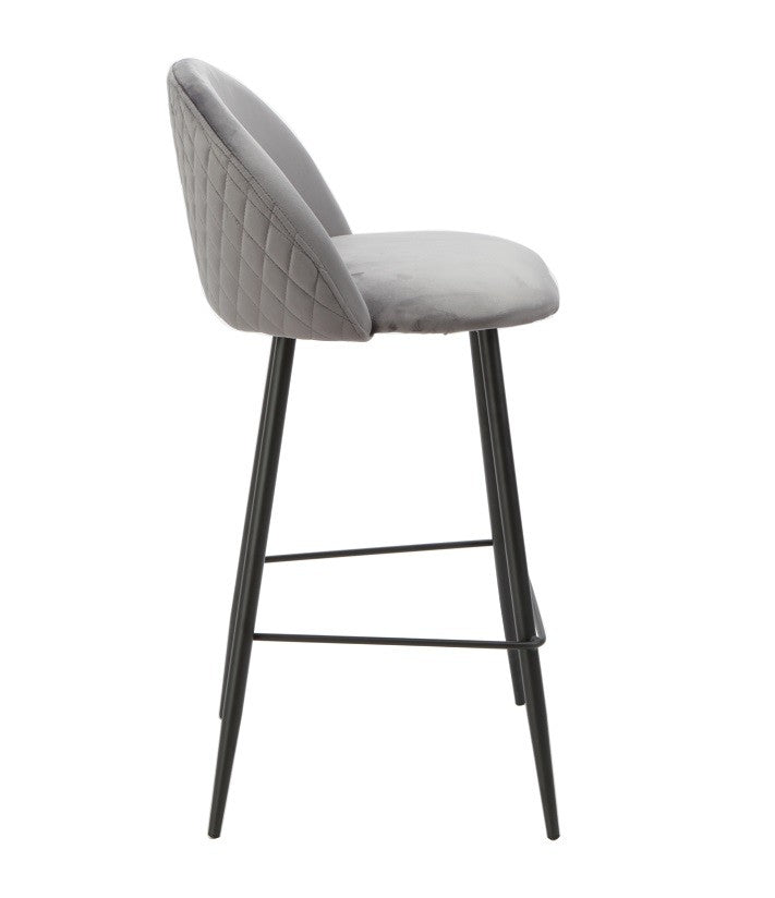Taburete MAGDA NEW, metal, tapizado velvet gris