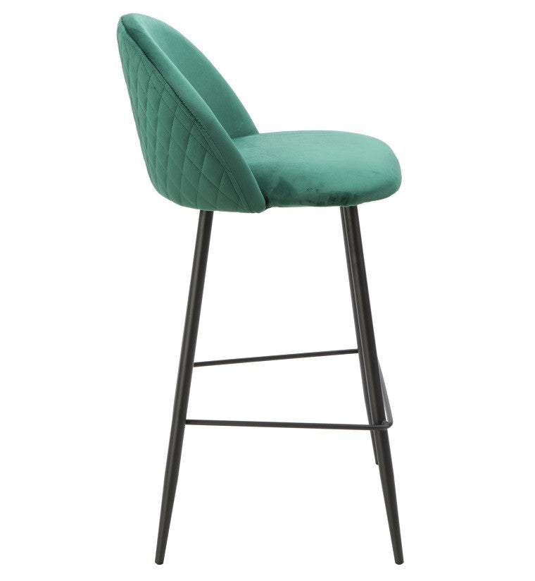 Taburete MAGDA NEW, metal, tapizado velvet verde