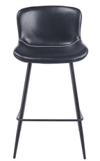 Taburete SAMPER, metal, similpiel vintage negra