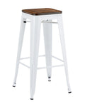 Taburete TOL EK WOOD, acero, blanco, asiento madera