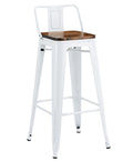 Taburete TOL R1 EK WOOD, acero, blanco, asiento madera