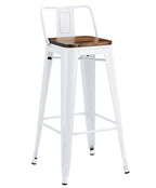 Taburete TOL R1 EK WOOD, acero, blanco, asiento madera