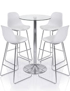 Taburete TOW FIBB, cromado, carcasa y tapizado blanco